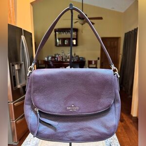 Kate Spade Pebble Leather Shoulder Bag. EUC gorgeous purple satin interior.